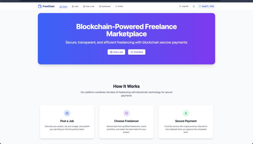 Freelancer platform using Blockchain Screenshot